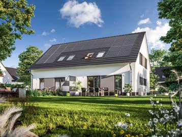 Doppelhaus Behringen 116 – Clevere Wohnlösung für zwei Familien mit Stil Massiv gebautes Doppelhaus Behringen 116 von Town & Country Haus mit rund 116 m² Wohnfläche pro Wohneinheit, intelligenter Raumaufteilung und attraktiver Architektur – ideal für Familien, Freunde oder als Kapitalanlage.